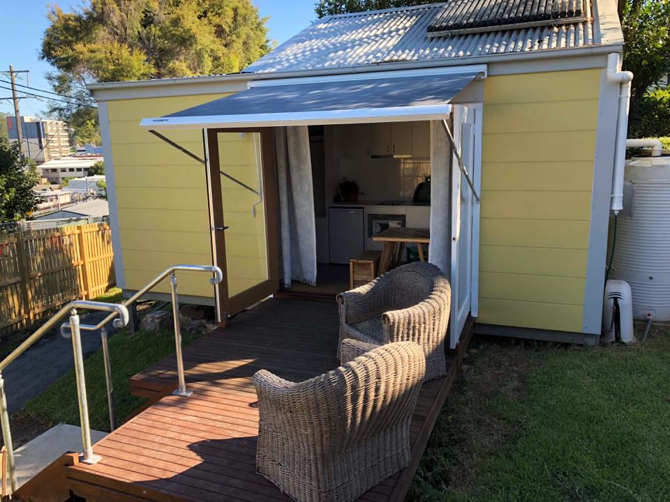 Tiny Homes Foundation house with donated Apricus ETC solar collectors