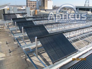 Apricus commercial solar water heating project at Bexar County Jail, San Antonio TX