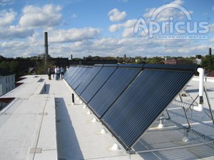 Apricus commercial solar water heating project on Apartment Building in Worcester, MA
