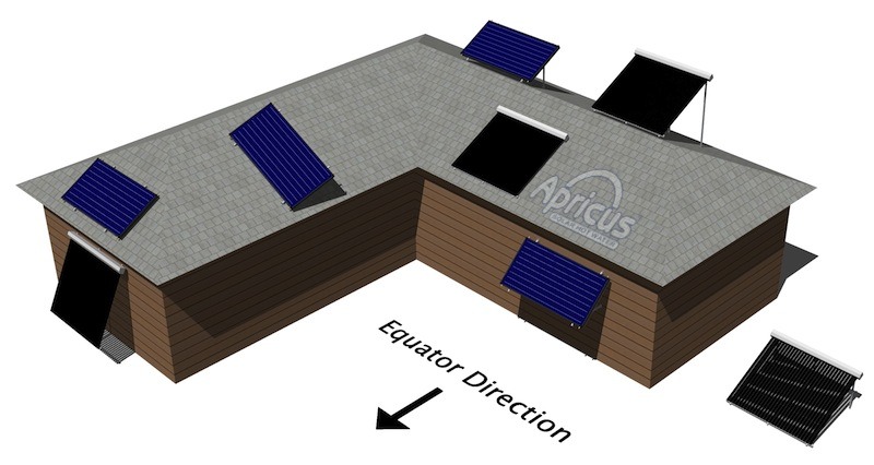 Apricus solar water roof mounting position diagram