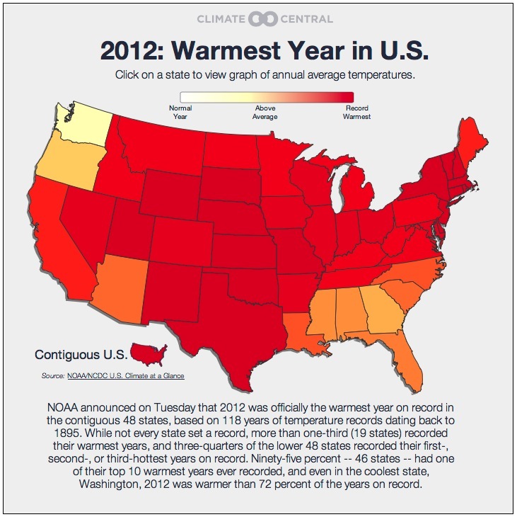 2012 Hottest year on record for 48 US states